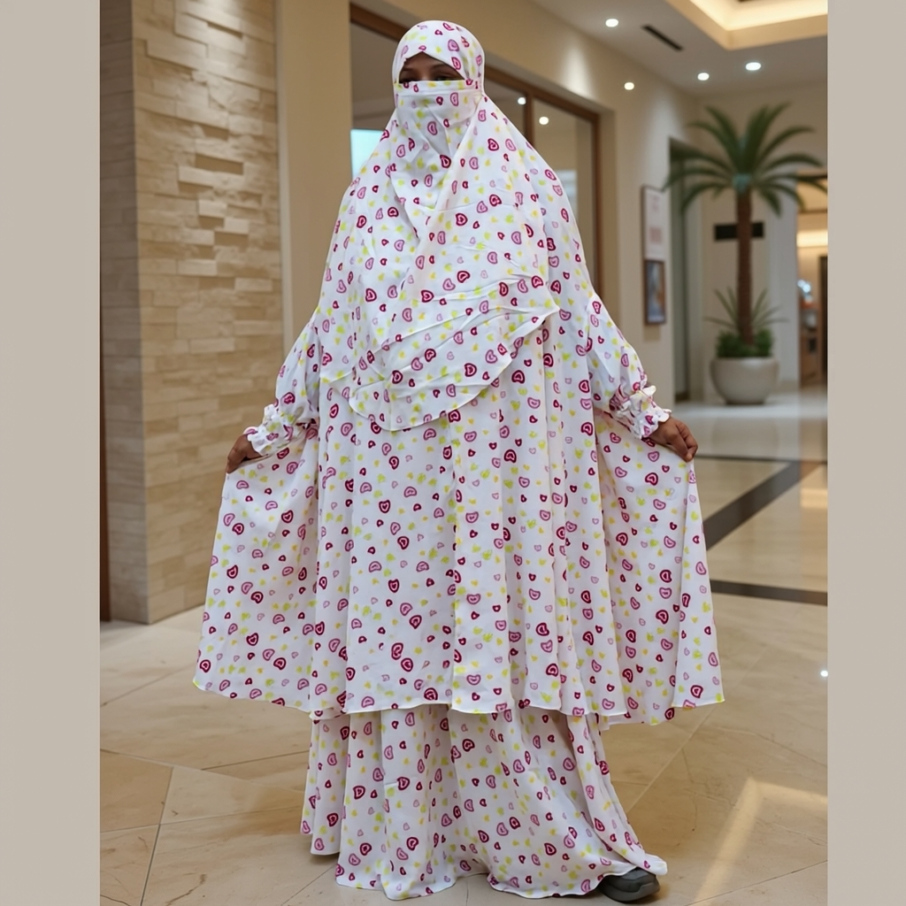 Cherry Georgette Fabric Khimar Skart Set D-CG136