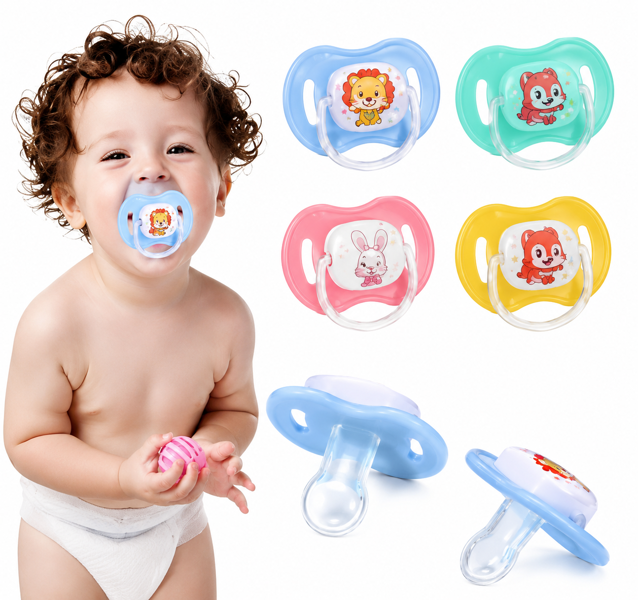 BabySmile Cartoon Face Petals Type Liquid Silicone Pacifier 1pcs (EDP-2232)