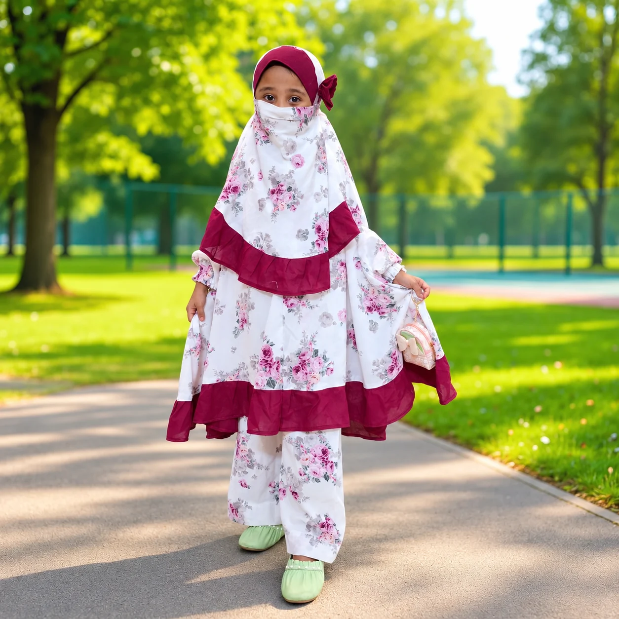Kids Cherry Khimar Set D-KCKS129
