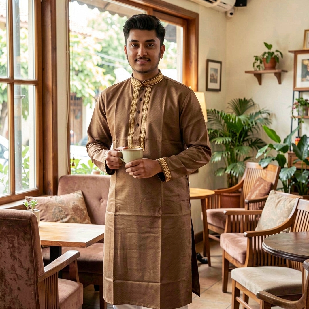 Premium Quality Ambroydary Cotton Biscos Panjabi D-P110