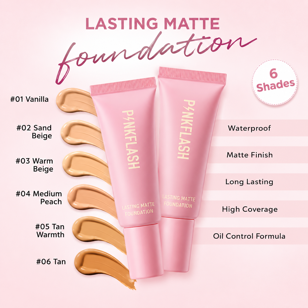 PinkFlash F03 Lasting Matte Foundation 25ml - All Shades Available (EDP-2851)
