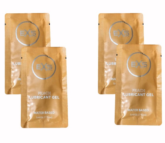 EXS Lubricant - Peach Flavored Water Based Lubricant 5ml x 4 Pouch - Travel/Honeymoon Pack