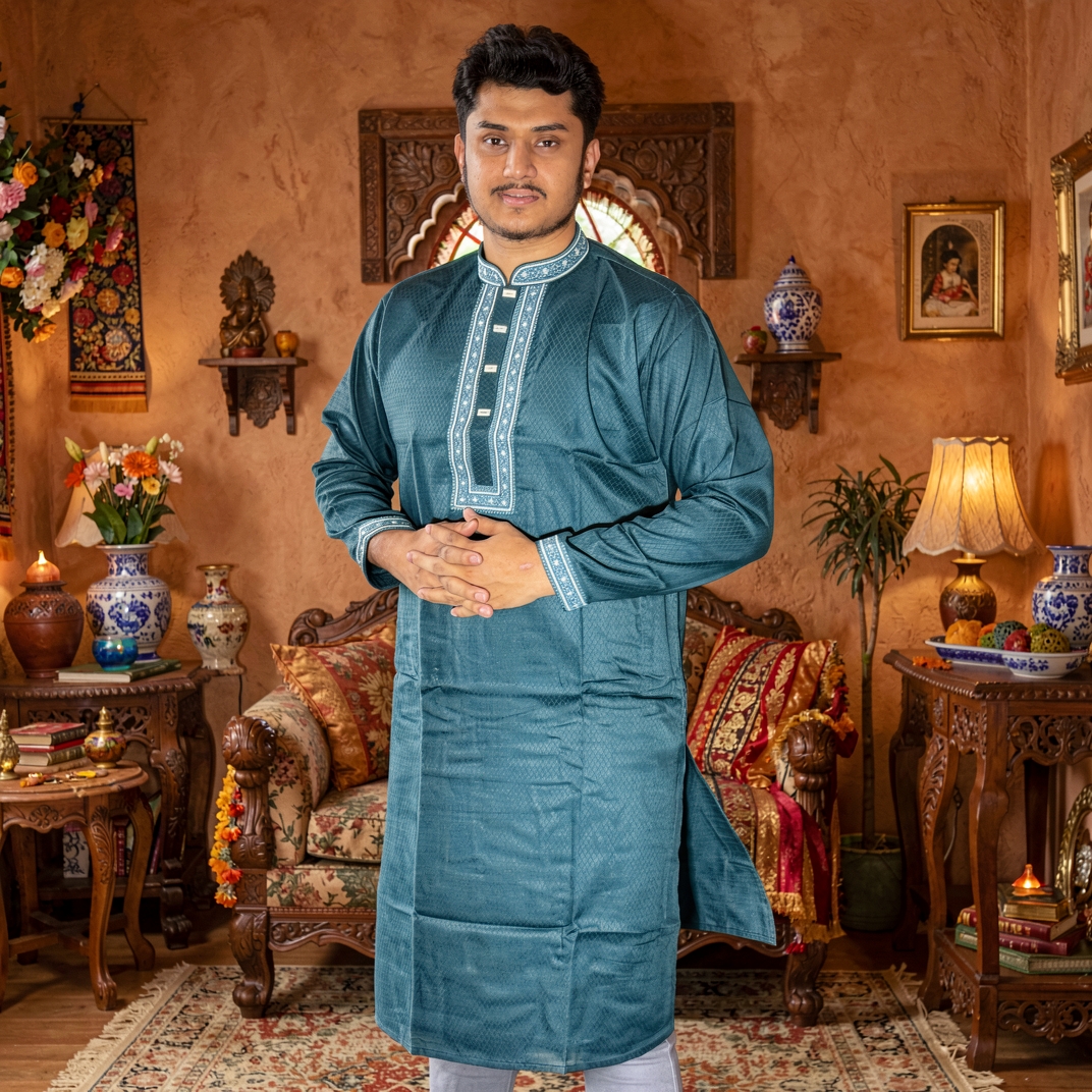 Premium Quality Ambroydary Cotton Biscos Panjabi D-P113