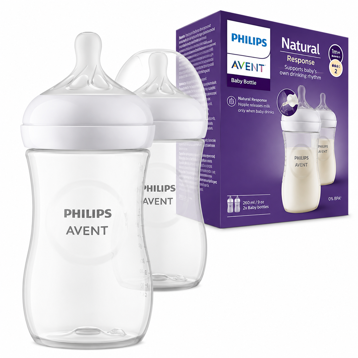 Baby Feeder Philips Avent Natural Response Baby Feeder Bottle 1m+ 260ml Pack of 2 (EDP-2226)