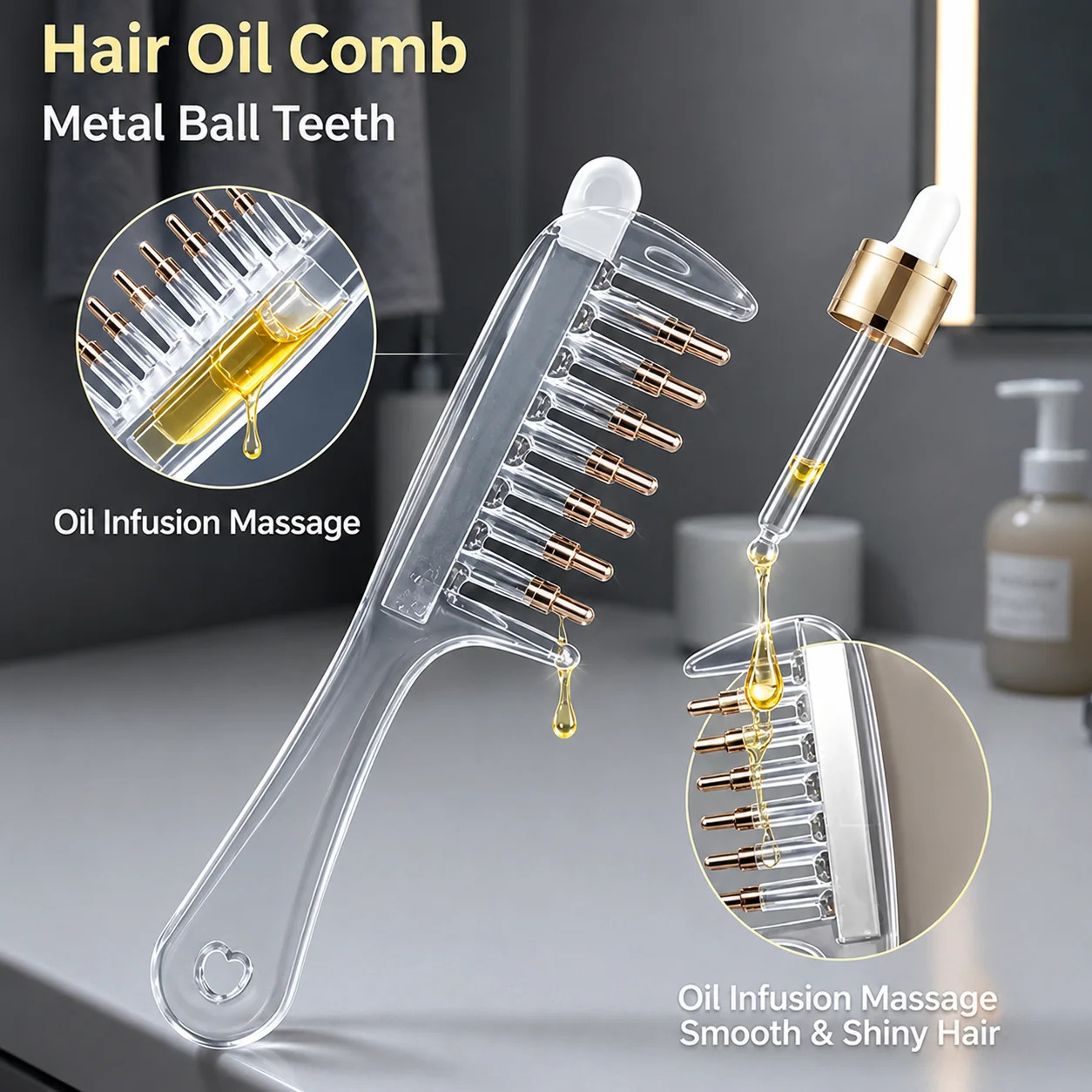 Transparent Hair Oil Applicator Comb (EDP-3653)