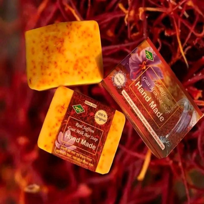 Real Saffron Goat Milk Bar Whitening Hand Made Soap 90gm (EDP-2866)