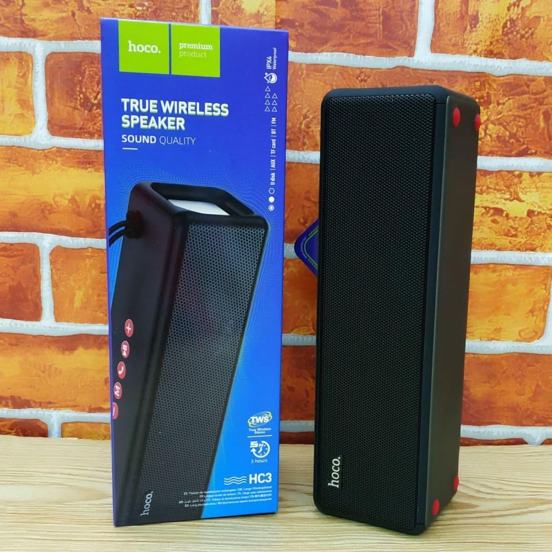 Hoco HC3 Bluetooth, TF Card, USB, AUX & FM Radio Supported True Wireless LED Flashing IPX4 Waterproof Speaker (EDP-3132)