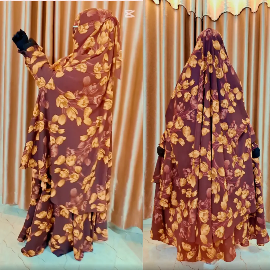 Cherry Georgette Fabric Khimar Scarf Set D-CG107
