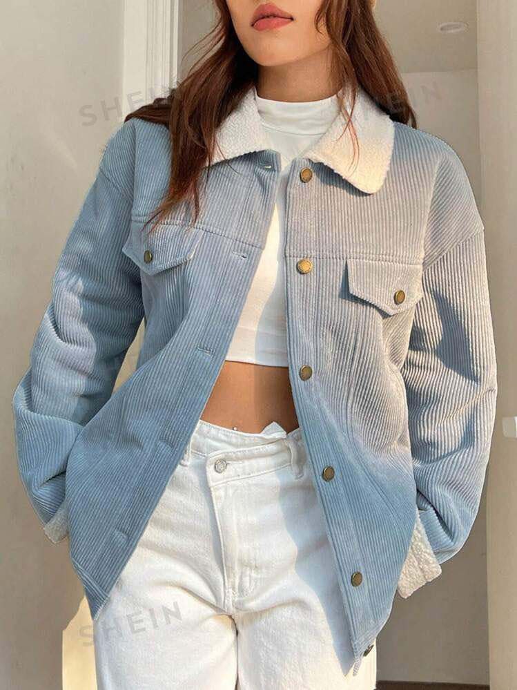 Long corduroy jacket Sky Blue (EDP-871)