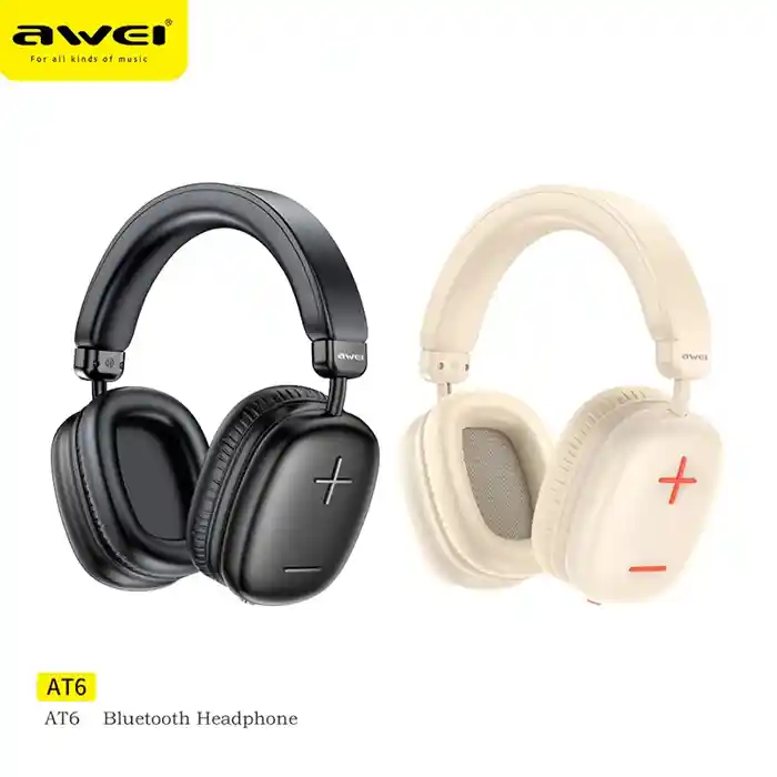 Awei AT6 Wireless Bluetooth Headphones-Black (EDP-482)
