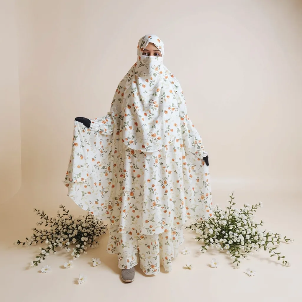 Cherry Georgette Fabric Khimar Skart Set D-CG133