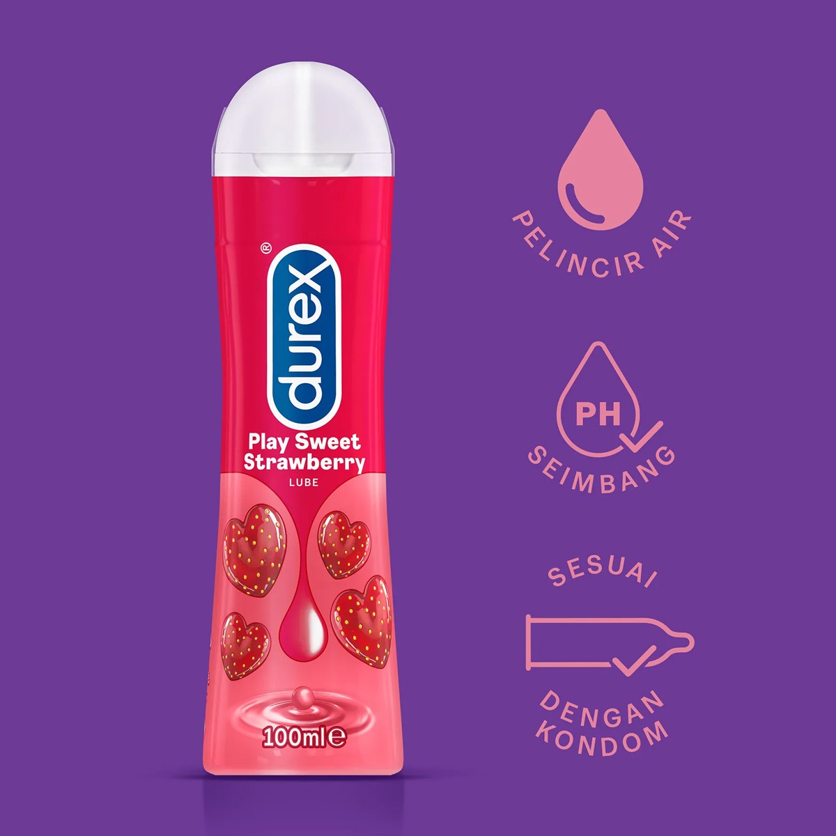 Durex Lube Strawberry Flavoured Lubricant Gel for Men & Women 100ml (Made In Thailand)