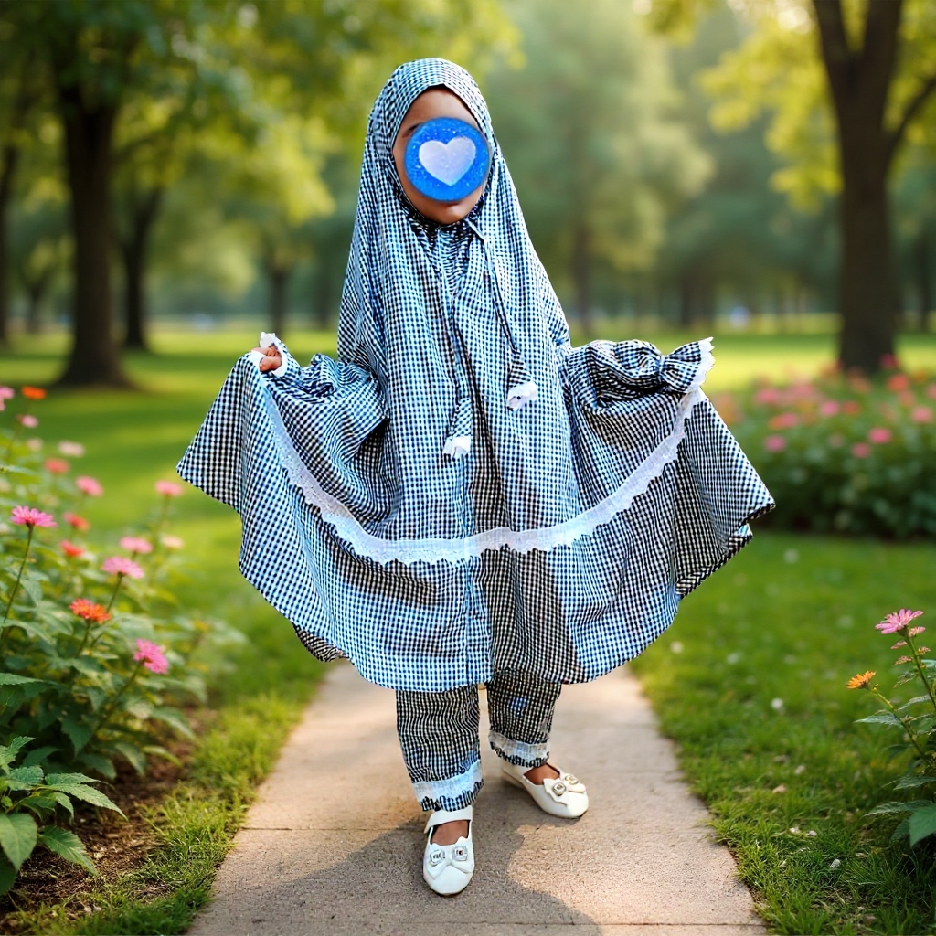 Kids mix Cotton grameen check Khimar D-KCK124