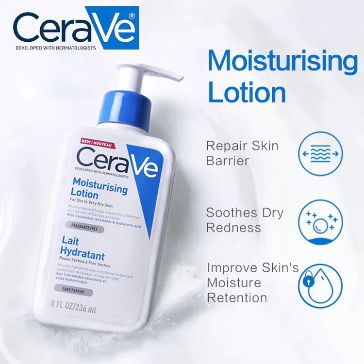 CeraVe Moisturising Lotion | 236ml | Daily Face, Body & Hand Moisturiser for Dry to Very Dry Skin (E-2270)