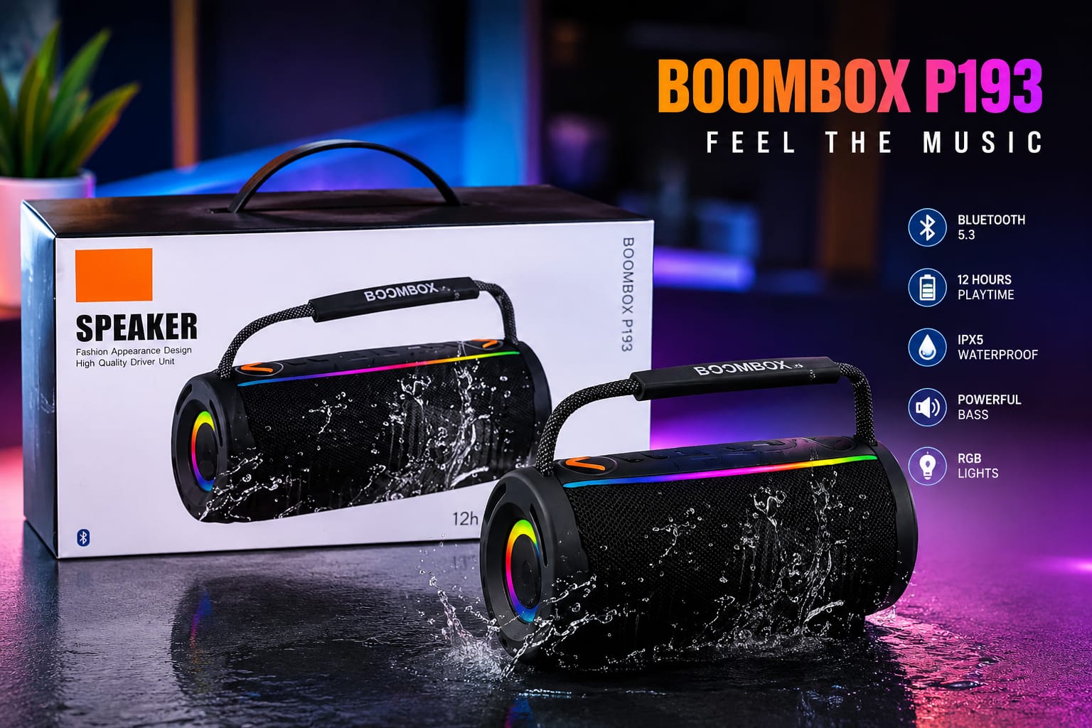 BOOMBOX P193 Portable Bluetooth Speaker (EDP-3625)