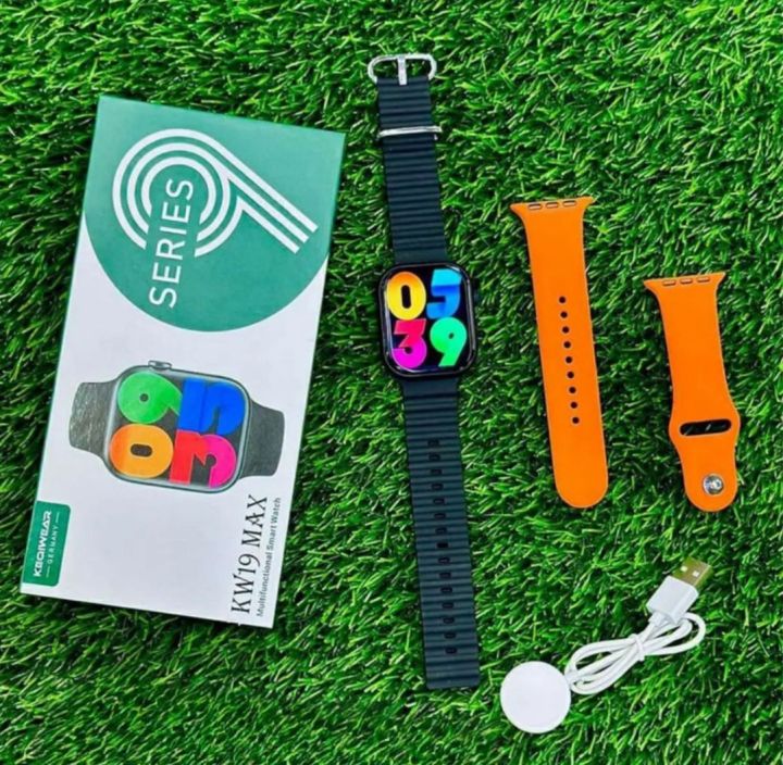 KW19 max 2.5D Curve Infinity Full HD IPS Display multicoloured double strap apple watch Series 9 watch for men women children ( Only Black ) (EDP-2842)