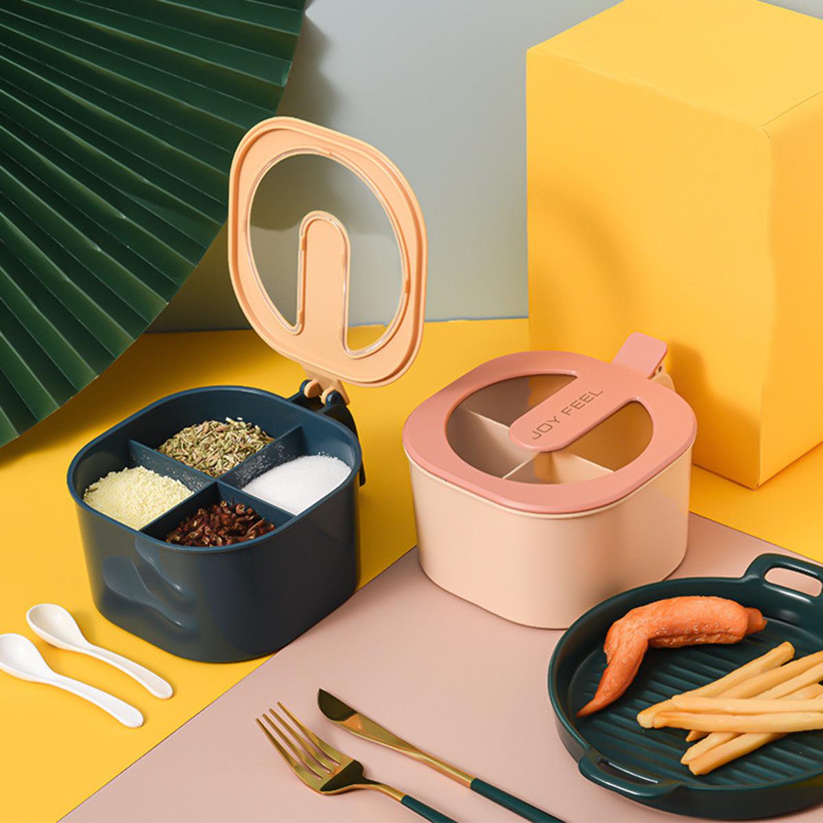Plastic 4 Containers Spice Box - Multicolor (E-3166)