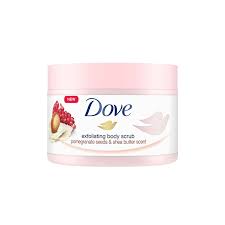 Dove Exfoliating Body Scrub Pomegranate Seeds 225ml / Macadamia & Rice Milk Scent 225ml / Body Polish Brown Sugar & Coconut Butter 298gm / Oatmeal & Calendula Oil 298gm | Made in Slovakia (E-2297)
