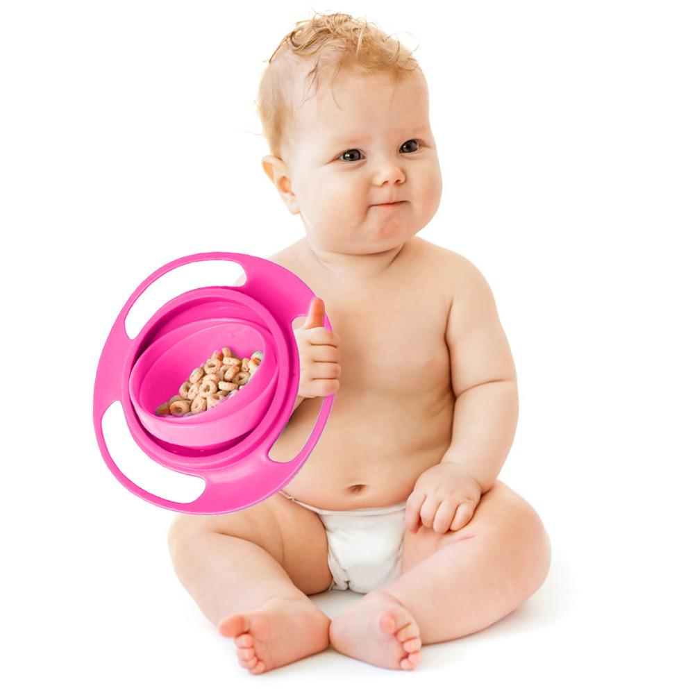 1pcs Multicolor Gyro Bowl 360 Rotate Baby Spill-Proof Feeding Cute Baby Gyro Bowl Universal Food-grade PP Dishes New Tableware (EDP-2163)