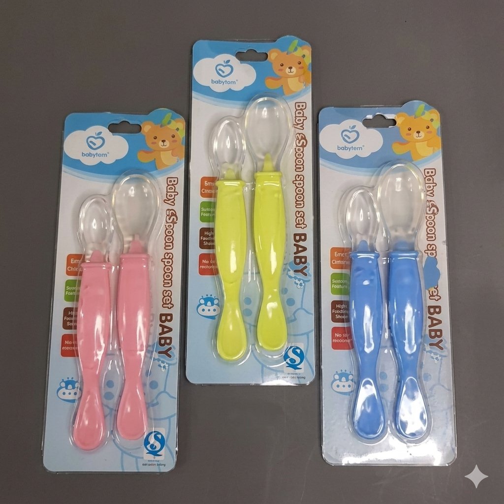 Applebear 2pcs Set Baby Feeding Spoon - Soft Silicone Spoon 2pcs Set - Multicolor Available (EDP-2213)