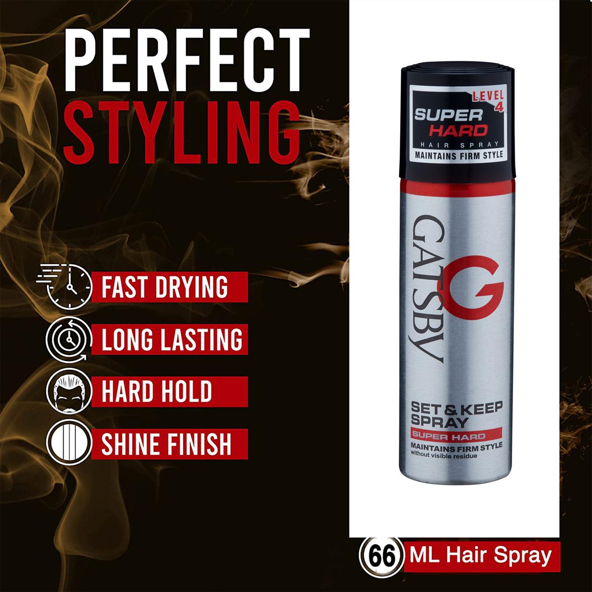 GATSBY Hair Spray Level 4 Set and Keep Spray Super Hard 66ml (E-2330)