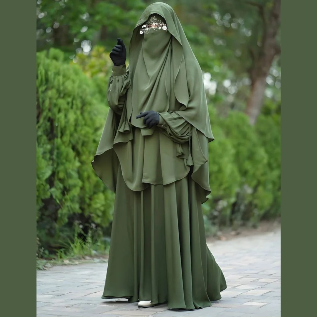D-Cherry Fabrics Hoodie Hijab, Nose Niqab & Burkha Set