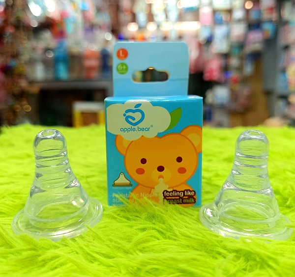 AppleBear Round Head Soft Silicone Nipple M 3-6months 2pcs Combo (EDP-2214)