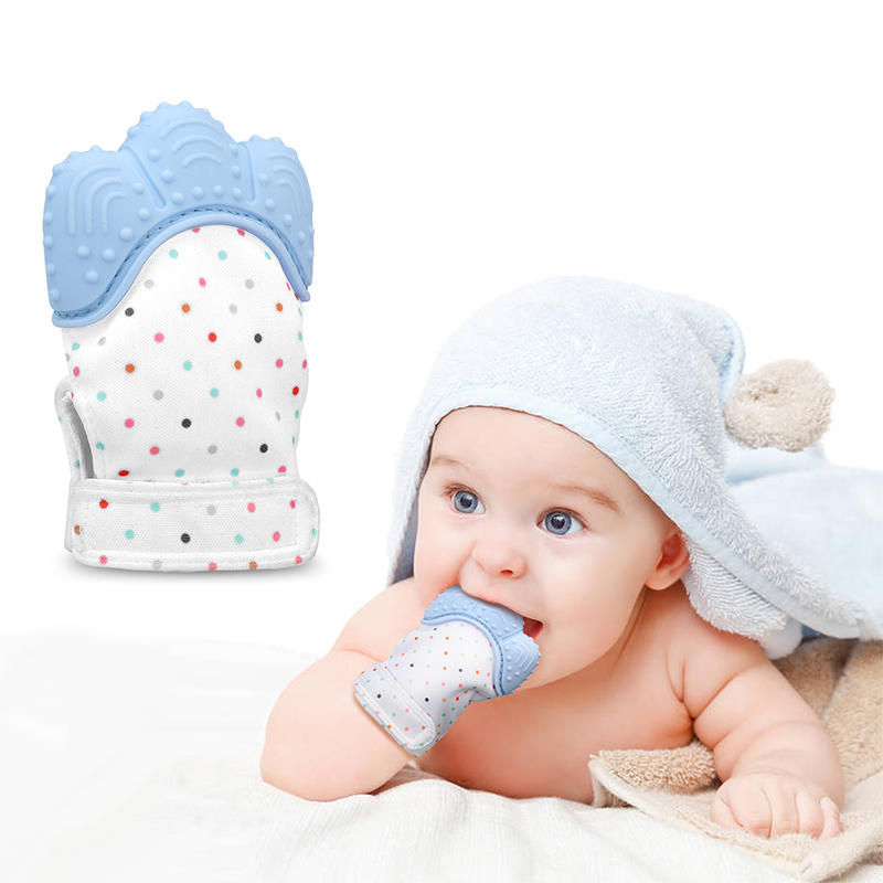 1pcs Baby Teether Gloves Teething Mitten Baby Molar Anti-biting Tool Silicon Gloves (Multicolor) (EDP-2136)