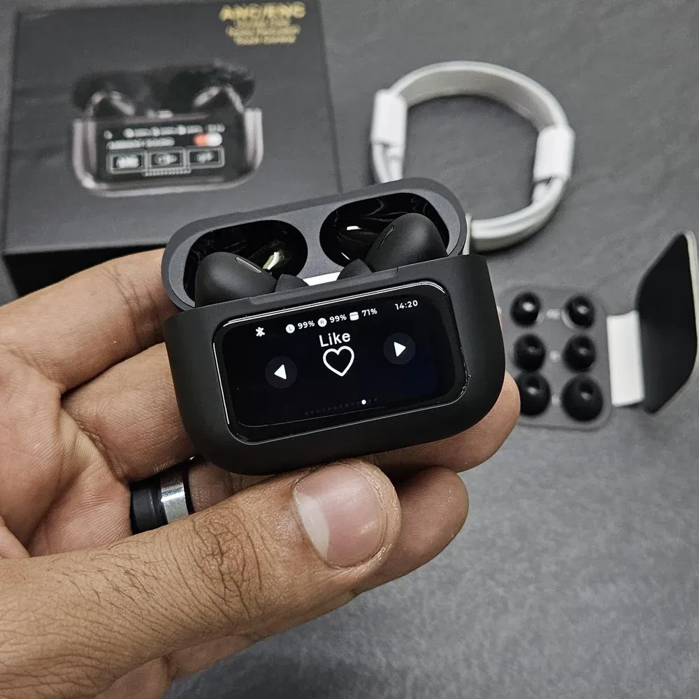 D-Airpod Pro 2 Generation with Touch Screen Display (Black)