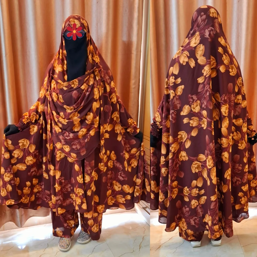 Cherry Georgette Fabric Khimar Set D-CG121