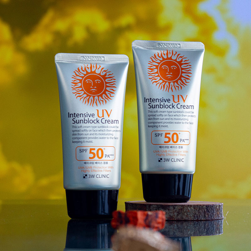 3W Clinic Intensive UV Sunblock Cream SPF50+ Pa+++ 70ml (For Make up Base Use Also) (E-2191)