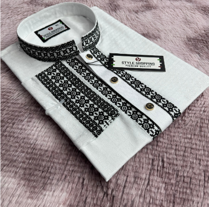 White Color Embroidery Panjabi (EDP-3341)