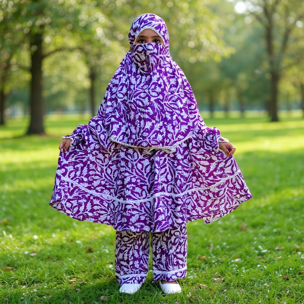 Kids Cotton Khimar Set D-KCK105