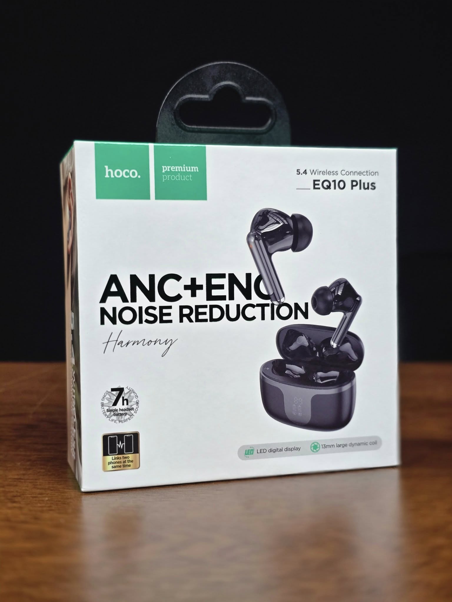 Hoco EQ10 Plus Wireless Earbuds – ANC + ENC Noise Reduction, LED Display, 5.4 Bluetooth (EDP-3054)