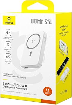 Baseus Airpow Ⅱ Qi2 10000mAh MagSafe Power Bank, 15W Wireless Charger, 22.5W USB-A + 20W USB-C PD (EDP-3366)
