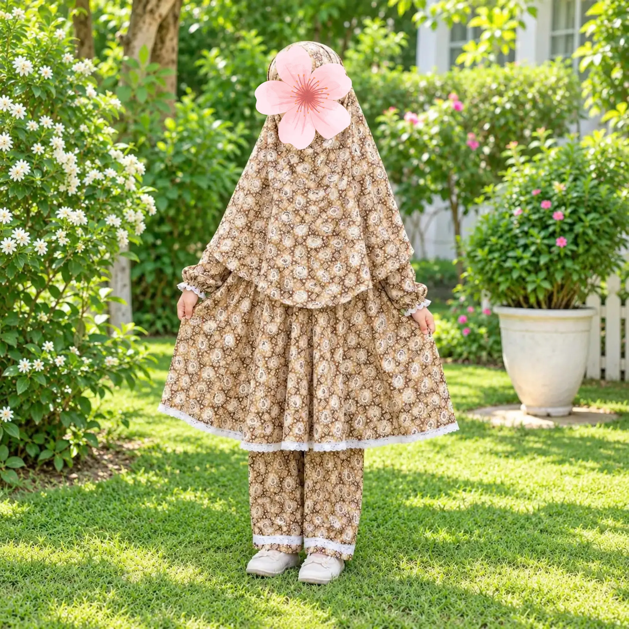 Lilen Fabric Khimar Set D-LF136
