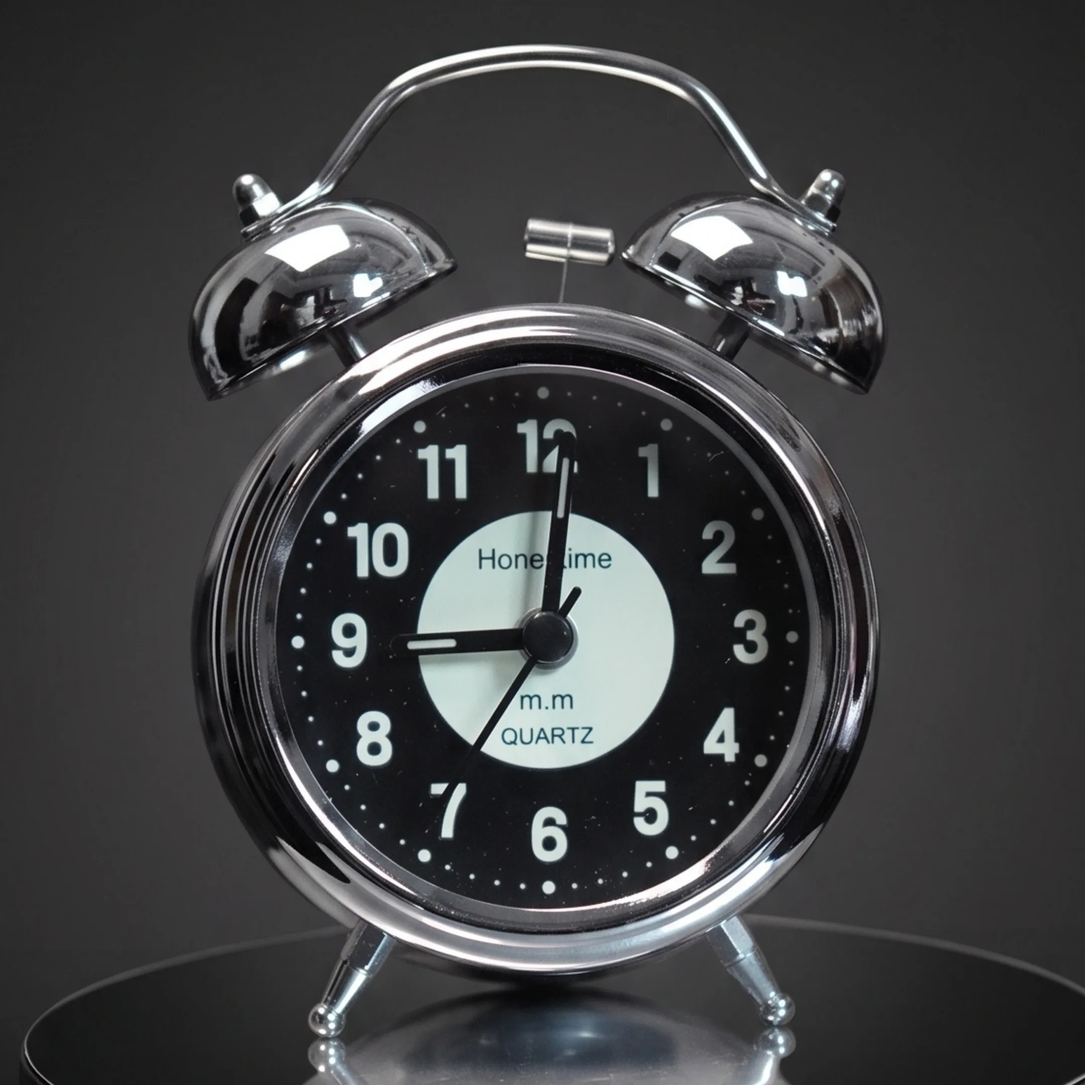 D-Glossy Twin Bell Alarm Clock - Black