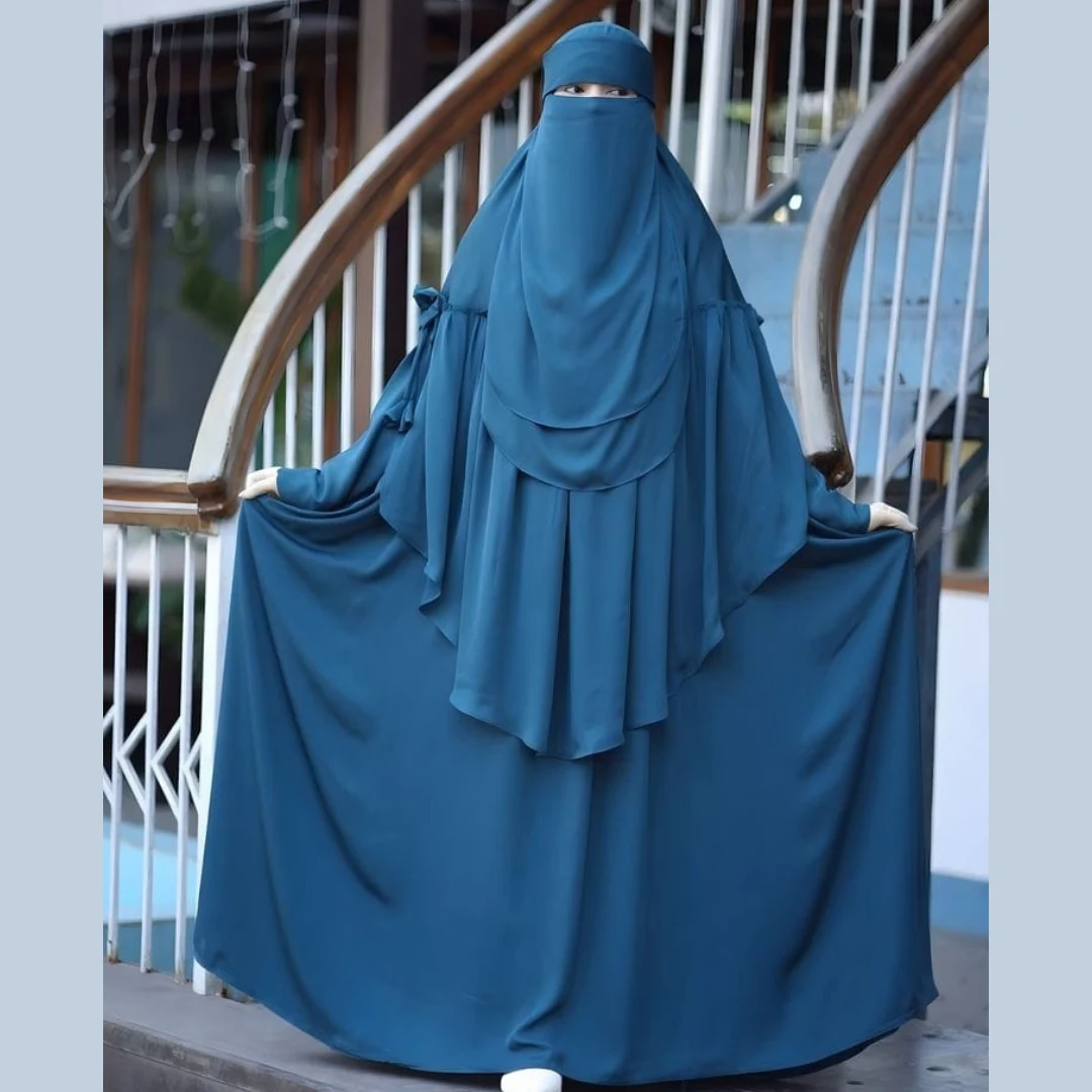 Cherry Burkha + Kuchi Hijab + Double Part Nose Niqab D-Muttaki106
