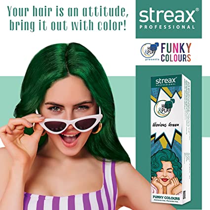 Streax Professional Hold and Play Funky Hair Colour Glorious Green (100gm) (EDP-2881)