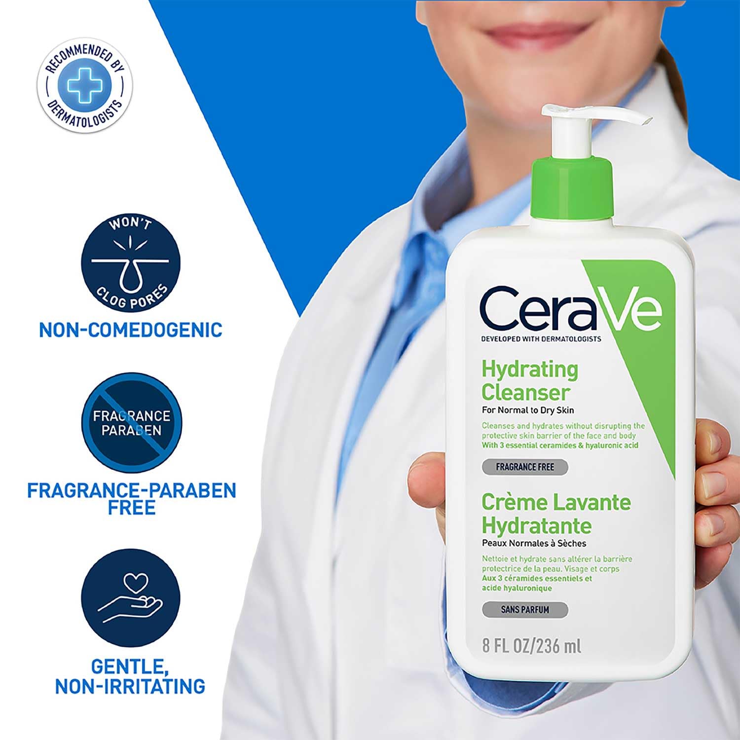 CeraVe Hydrating Cleanser For Normal To Dry Skin 236ml (Made in UK) (E-2269)