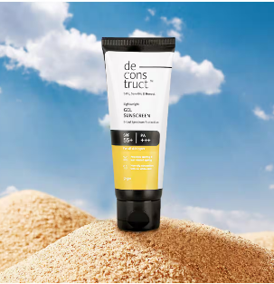 Deconstruct Face Gel Sunscreen SPF 55 + and PA+++ 50gm | Gel based sunscreen for oily, combination skin, normal skin | Broad spectrum sunscreen, No White Cast, Lightweight (E-2284)
