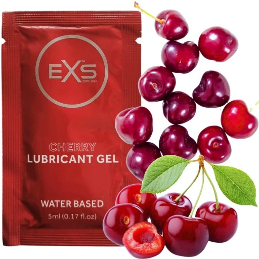 EXS Lubricant - Cherry Flavored Water Based Lubricant 5ml x 4 Pouch - Travel/Honeymoon Pack
