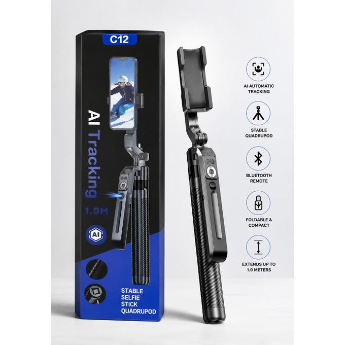 C12 AI Smart Tracking Selfie Stick Tripod (EDP-3579)