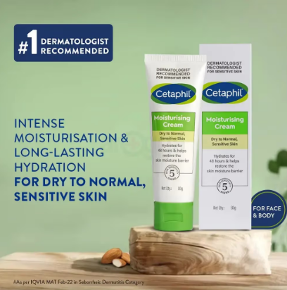 Cetaphil Moisturising Cream for Dry to Normal, Sensitive Skin 80gm (EDP-3476)
