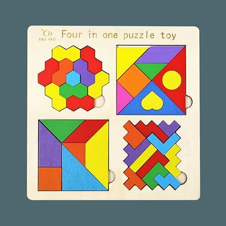 Futuristic Fashion Wooden 4-in-1 Montessori Tangram Puzzle Set (EDP-3273)