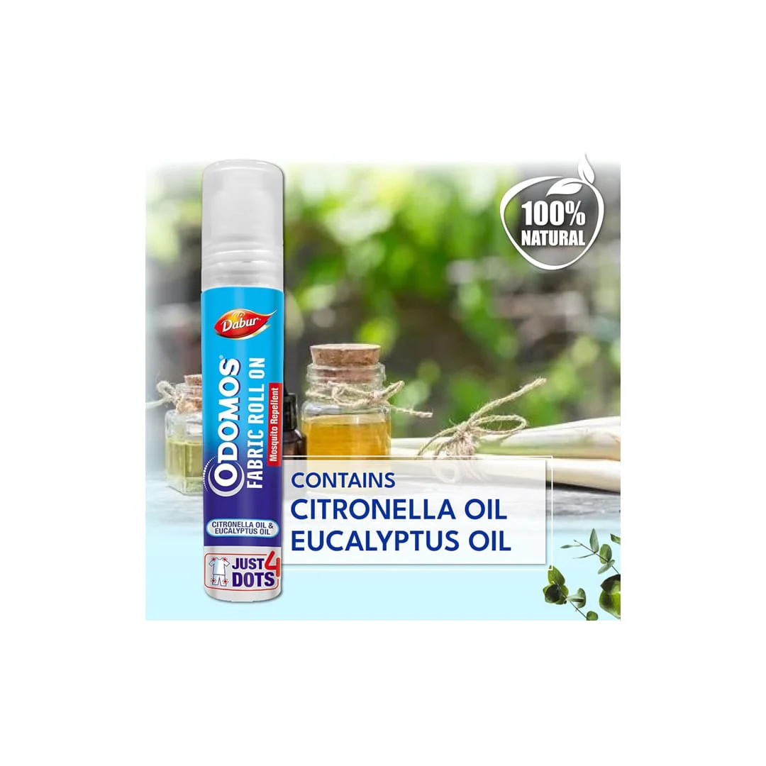 Odomos Mosquito Repellent Fabric Rollon Citronella & Eucalyptus Oil | 8Ml | Made In India (EDP-2523)