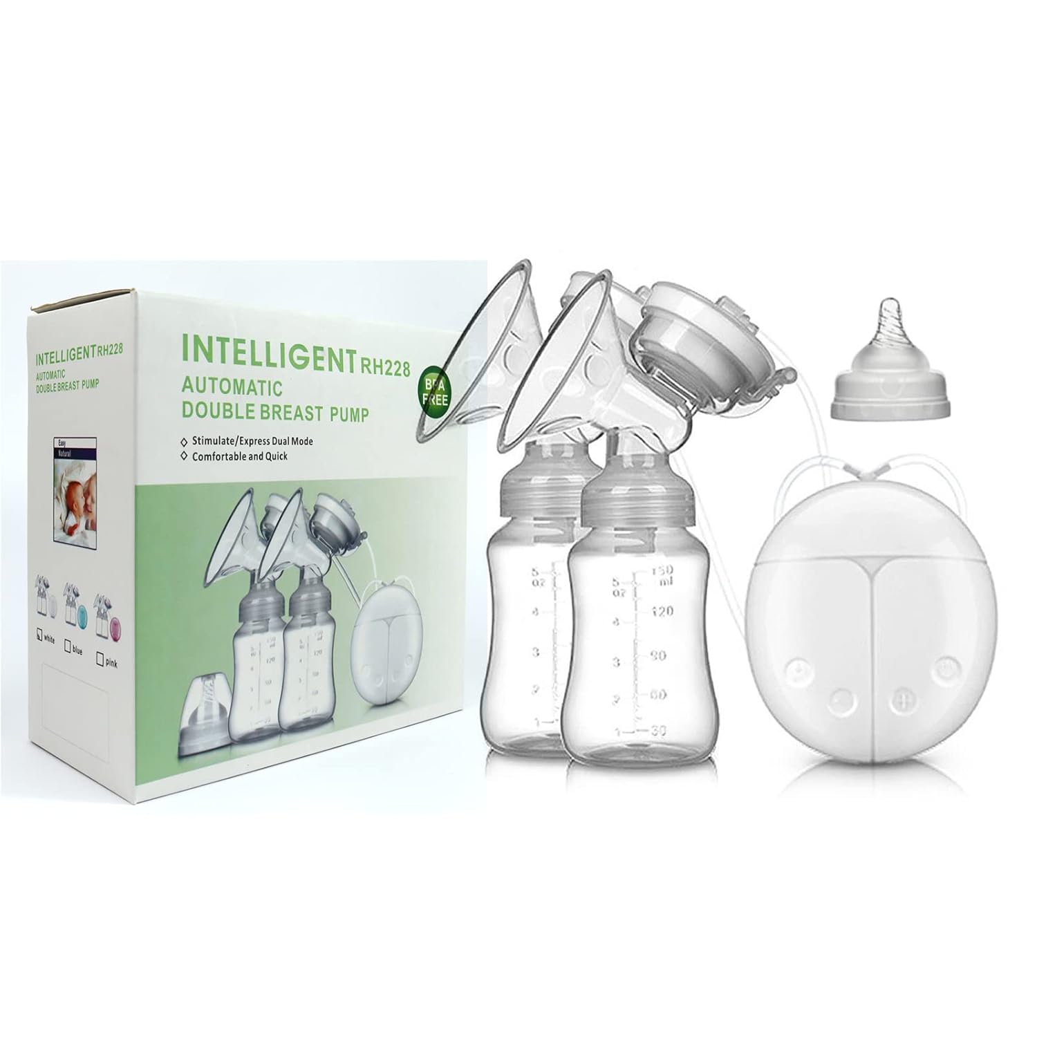 Buy Electric Breast Pump RH228 Intelligent Automatic Breast Pump 1 Machine 1 Bottle BPA-Free USB Dual Control Milk Suction and Breast Massager Baby Breastfeeding (EDP-2119)