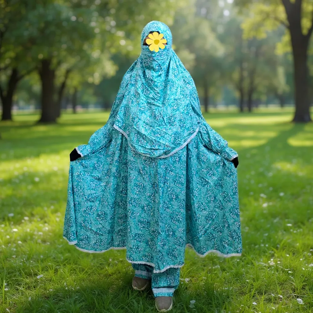 Woman Lilen Fabric Khimar Set D-WLF123