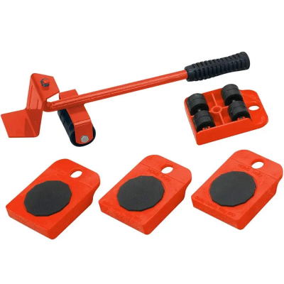 5 Piece Furniture Moving Heavy Hand Tool Set Furniture Lifter Mover for Sofa Bed Cabinet Wheel Bar + Mover Roller Transport (E-1897)