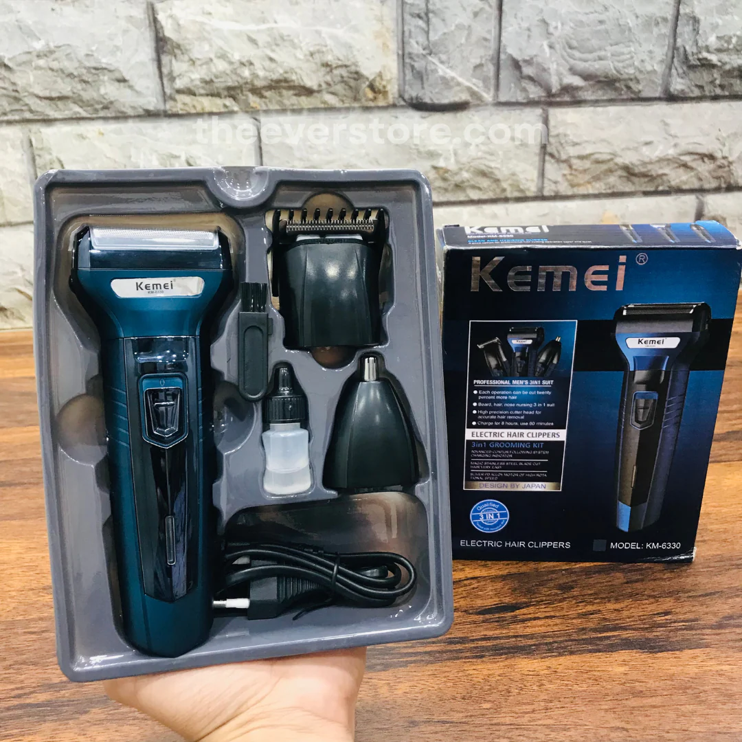 Kemei Km-6330 3 In 1 Professional Hair Trimmer Super Grooming Kit Shaver Clipper Nose Trimmer 3 (EDP-3223)